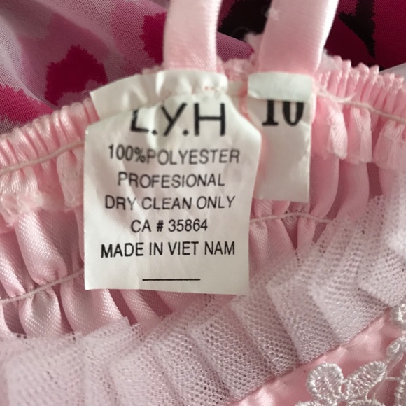 Pink Floral Butterfly Detail Dress Girl Size 10 Spaghetti Strap - Picture 8 of 8